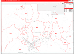 St. George Metro Area Wall Map Red Line Style 2026